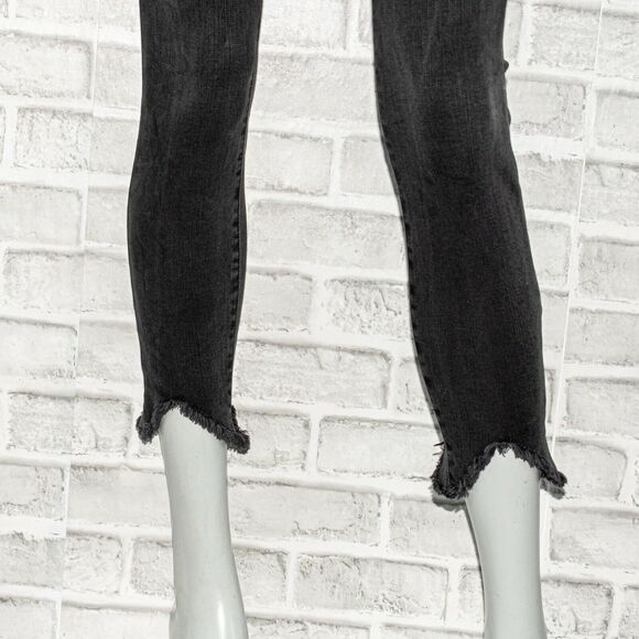 FRAME Denim Women's 24 Le Skinny De Jeanne Jeans Crop Triangle Raw hem Tull Gray - Picture 11 of 13